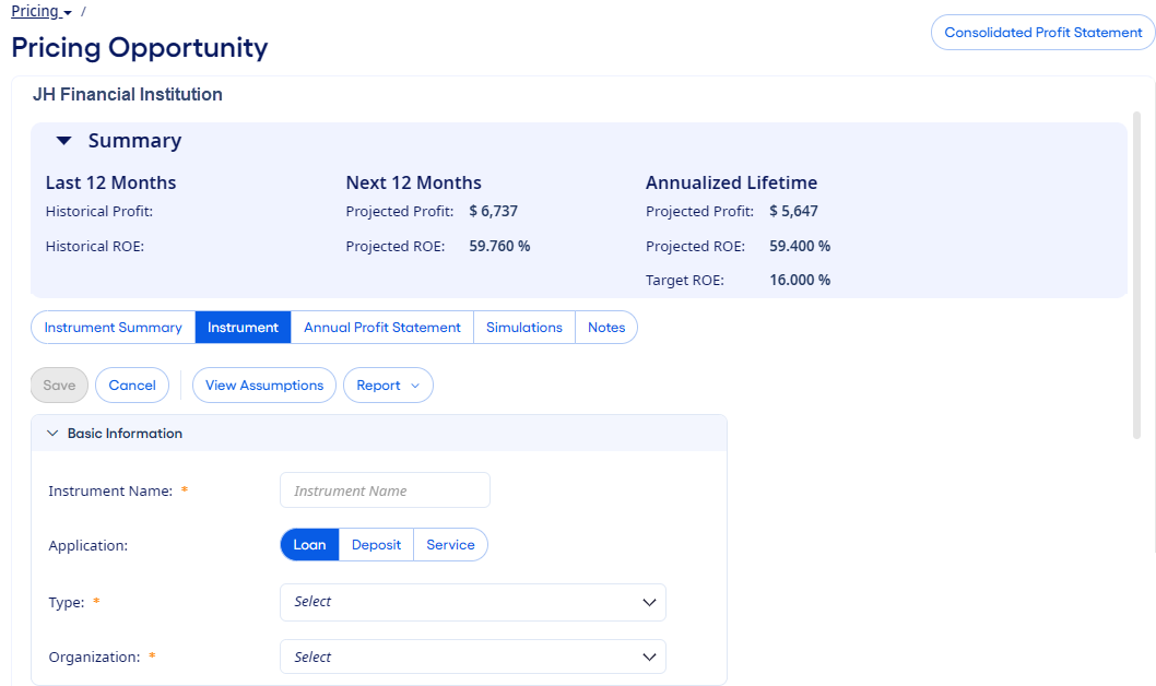 Pricing Opportunity page.