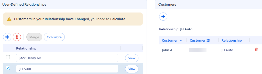 Calculate option for customer-related calculations.