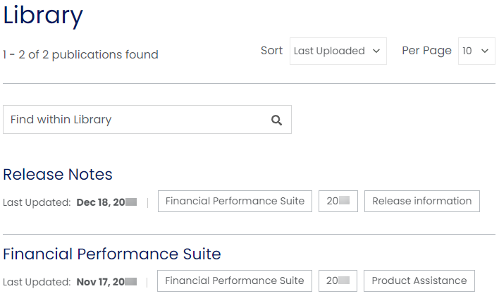 Financial Performance Suite library.