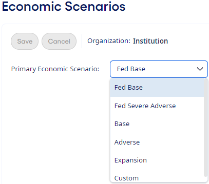 Primary Economic Scenario drop-down list.