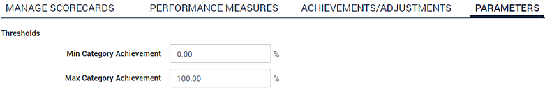 Example with Min Category Achievement set to 0% and Max Category Achievement set to 100%.