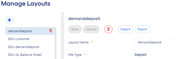 Manage Layouts page.