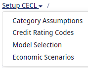 Setup CECL menu to access sub-pages.