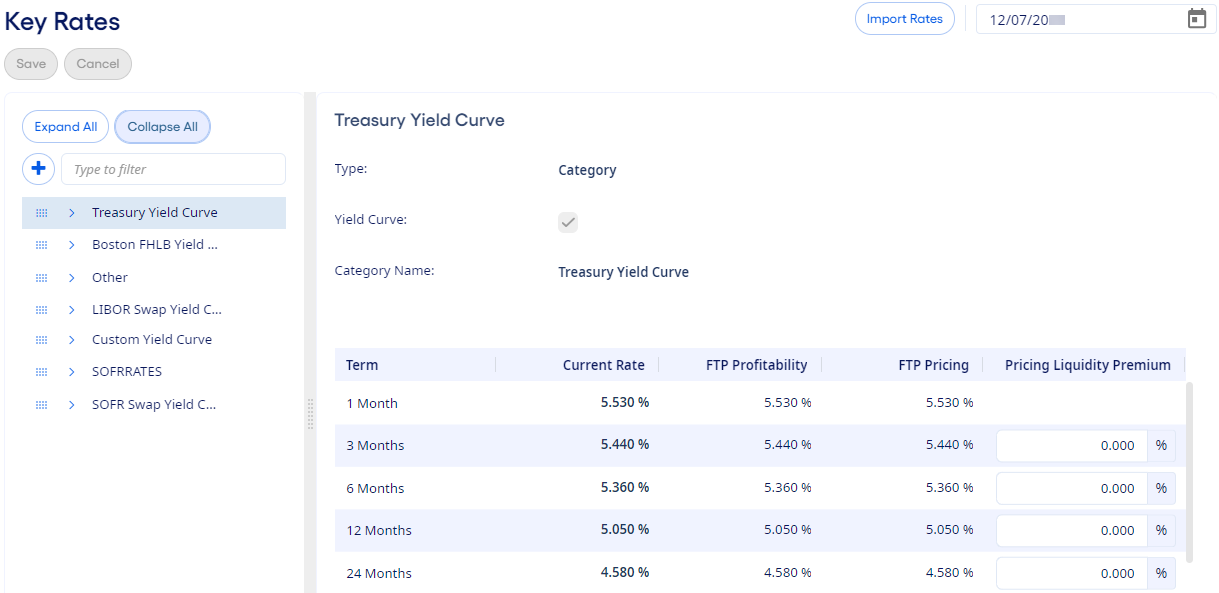 Key Rates page.