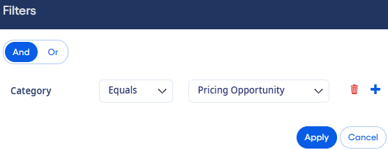 Search Results page Filters dialog box.