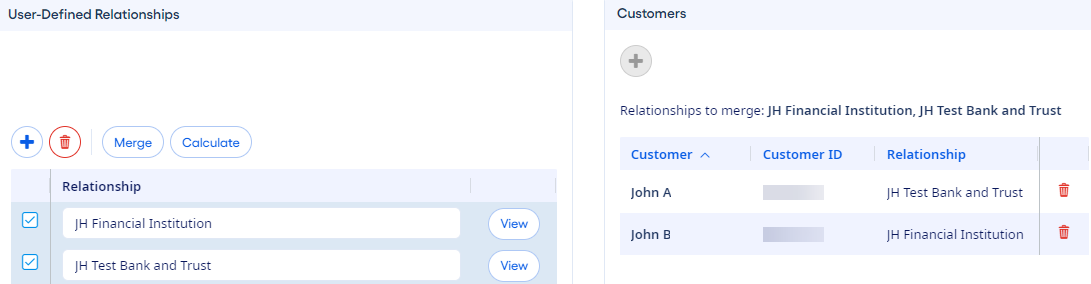 Relationship and Customer lists to merge.