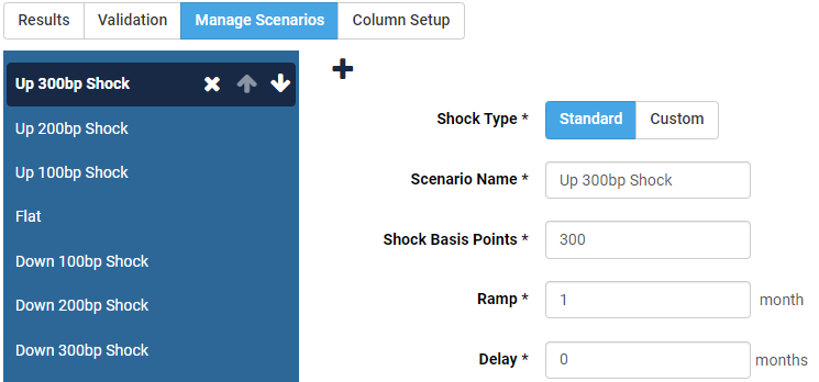 EVE/NEV Manage Scenarios tab.